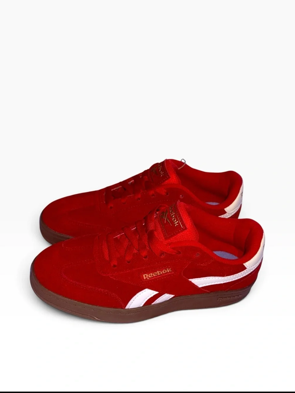 Reebok Women's Red Low-Top Sneakers with White Stripes